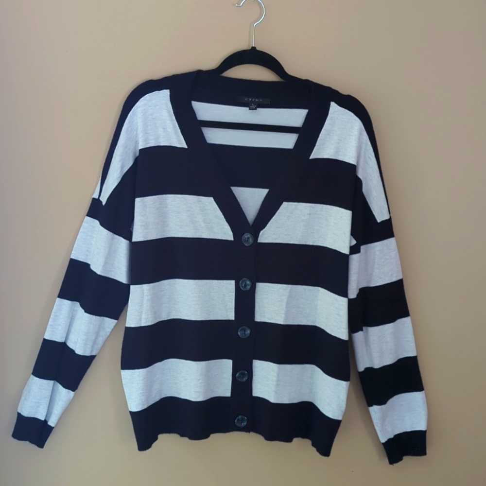 Cyrus Blue and White Striped Cardigan